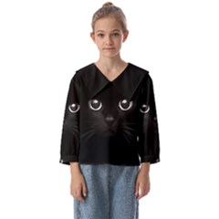 Black Cat Face Kids  Sailor Shirt by Cemarart