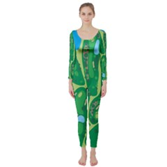 Golf Course Par Golf Course Green Long Sleeve Catsuit by Cemarart