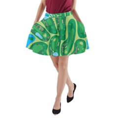 Golf Course Par Golf Course Green A-line Pocket Skirt by Cemarart