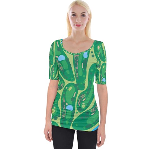 Golf Course Par Golf Course Green Wide Neckline T-shirt by Cemarart