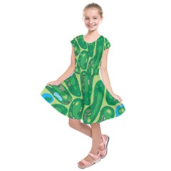 Golf Course Par Golf Course Green Kids  Short Sleeve Dress by Cemarart