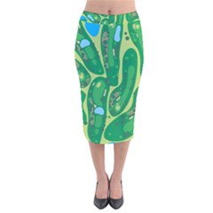 Golf Course Par Golf Course Green Velvet Midi Pencil Skirt by Cemarart