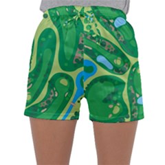 Golf Course Par Golf Course Green Sleepwear Shorts by Cemarart