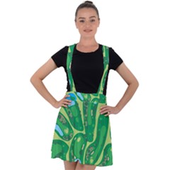 Golf Course Par Golf Course Green Velvet Suspender Skater Skirt by Cemarart