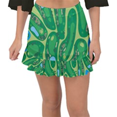 Golf Course Par Golf Course Green Fishtail Mini Chiffon Skirt by Cemarart