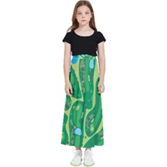 Golf Course Par Golf Course Green Kids  Flared Maxi Skirt by Cemarart