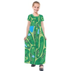 Golf Course Par Golf Course Green Kids  Short Sleeve Maxi Dress by Cemarart