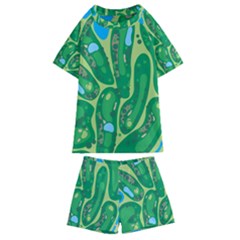 Golf Course Par Golf Course Green Kids  Swim T-shirt And Shorts Set by Cemarart