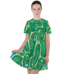 Golf Course Par Golf Course Green Short Sleeve Shoulder Cut Out Dress  by Cemarart