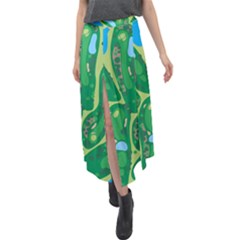 Golf Course Par Golf Course Green Velour Split Maxi Skirt by Cemarart