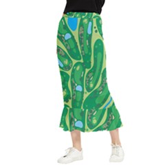 Golf Course Par Golf Course Green Maxi Fishtail Chiffon Skirt by Cemarart