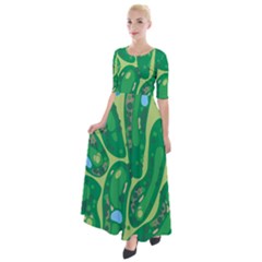 Golf Course Par Golf Course Green Half Sleeves Maxi Dress by Cemarart