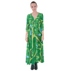 Golf Course Par Golf Course Green Button Up Maxi Dress by Cemarart