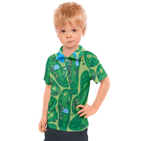 Golf Course Par Golf Course Green Kids  Polo T-shirt by Cemarart