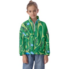 Golf Course Par Golf Course Green Kids  Half Zip Hoodie by Cemarart