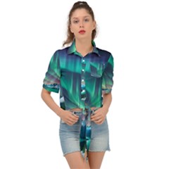 Zig Zag Waves Lines Geometric Tie Front Shirt  by Ndabl3x