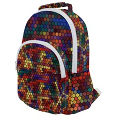 Zig Zag Pattern Geometric Design Rounded Multi Pocket Backpack by Ndabl3x