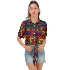 Zig Zag Pattern Geometric Design Tie Front Shirt  by Ndabl3x