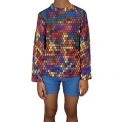 Hexagon Honeycomb Pattern Design Kids  Long Sleeve Swimwear by Ndabl3x