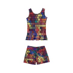 Hexagon Honeycomb Pattern Design Kids  Boyleg Swimsuit by Ndabl3x