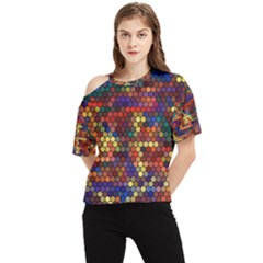 Flower Retro Funky Psychedelic One Shoulder Cut Out T-shirt by Ndabl3x