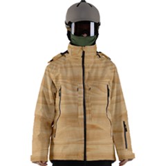 Light Wooden Texture, Wooden Light Brown Background Men s Zip Ski And Snowboard Waterproof Breathable Jacket by nateshop