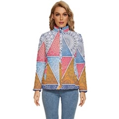 Texture With Triangles Women s Puffer Bubble Jacket Coat by nateshop