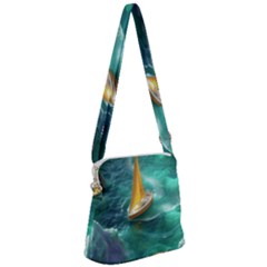 Mountains Sunset Landscape Nature Zipper Messenger Bag by Cemarart