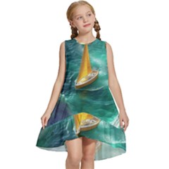 Moon Moonlit Forest Fantasy Midnight Kids  Frill Swing Dress by Cemarart