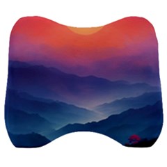 Valley Night Mountains Velour Head Support Cushion by Cemarart