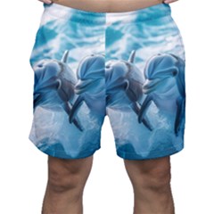 Dolphin Swimming Sea Ocean Men s Shorts by Cemarart