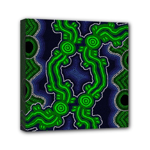 Authentic Aboriginal Art - After The Rain Mini Canvas 6  X 6  (stretched) by hogartharts