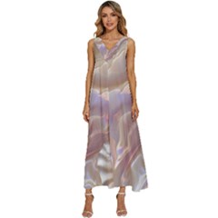 Silk Waves Abstract V-neck Sleeveless Loose Fit Overalls by Cemarart