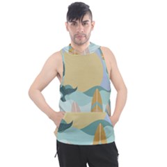 Beach Sea Surfboards Water Sand Drawing  Boho Bohemian Nature Men s Sleeveless Hoodie by Grandong