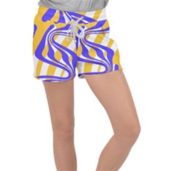 Print Pattern Warp Lines Women s Velour Lounge Shorts by Cemarart