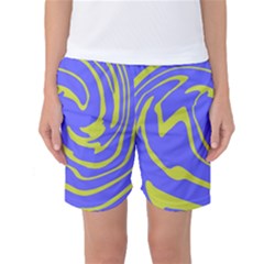 Blue Green Abstract Women s Basketball Shorts by Cemarart