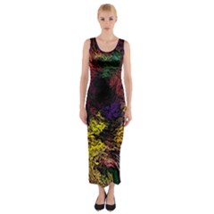 Floral Patter Flowers Floral Drawing Fitted Maxi Dress by Cemarart