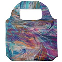 Abstarct Cobalt Waves Foldable Grocery Recycle Bag by kaleidomarblingart