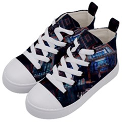 Fractal Cube 3d Art Nightmare Abstract Kids  Mid-top Canvas Sneakers by Cemarart