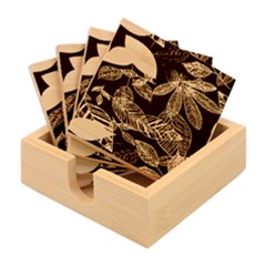 Leaves Floral Pattern Nature Bamboo Coaster Set by Cemarart