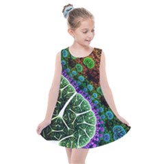 Digital Art Fractal Abstract Artwork 3d Floral Pattern Waves Vortex Sphere Nightmare Kids  Summer Dress by Cemarart