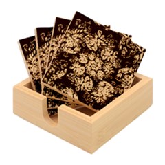 Floral Fractal 3d Art Pattern Bamboo Coaster Set by Cemarart