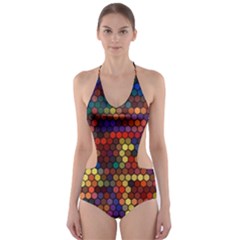 Hexagon Honeycomb Pattern Cut-out One Piece Swimsuit by Grandong