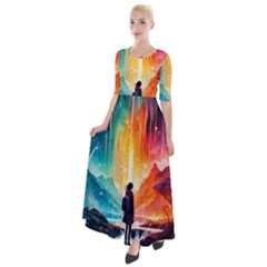 Starry Night Wanderlust: A Whimsical Adventure Half Sleeves Maxi Dress by stine1