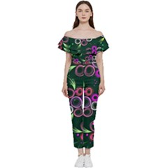 Floral-5522380 Bardot Ruffle Jumpsuit by lipli