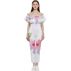 Flower-2342706 Bardot Ruffle Jumpsuit by lipli