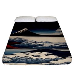 Hokusai Moutains Japan Fitted Sheet (king Size) by Bedest
