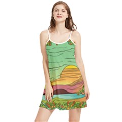 Painting Colors Box Green Summer Frill Dress by Bedest