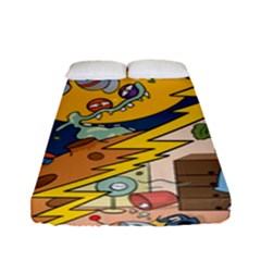 Astronaut Moon Monsters Spaceship Universe Space Cosmos Fitted Sheet (full/ Double Size) by Maspions