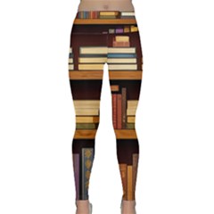 Book Nook Books Bookshelves Comfortable Cozy Literature Library Study Reading Room Fiction Entertain Lightweight Velour Classic Yoga Leggings by Maspions